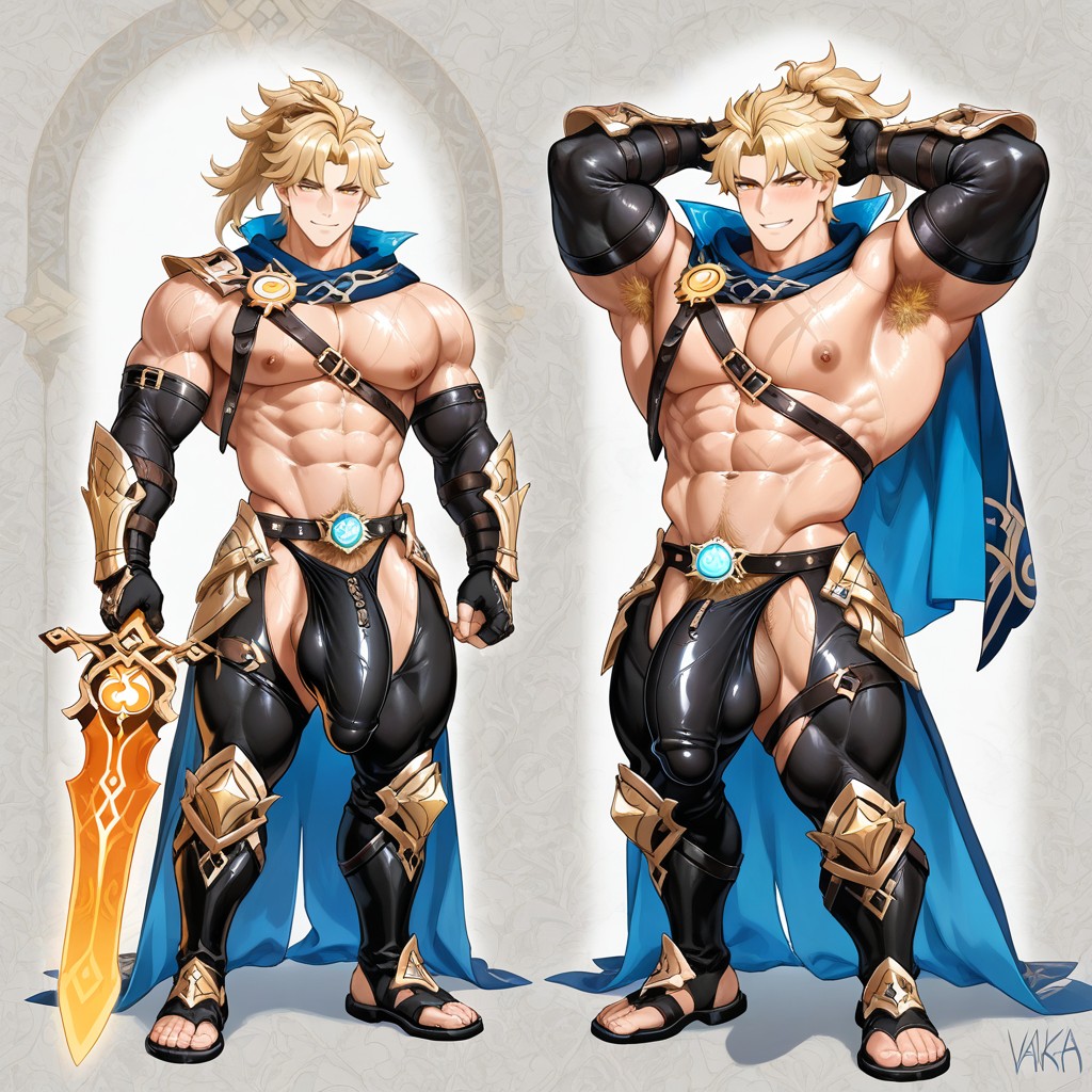 Intricate Armor Plating, Pubic Hair, Handsome Korean Idol Face AI Gay Porn