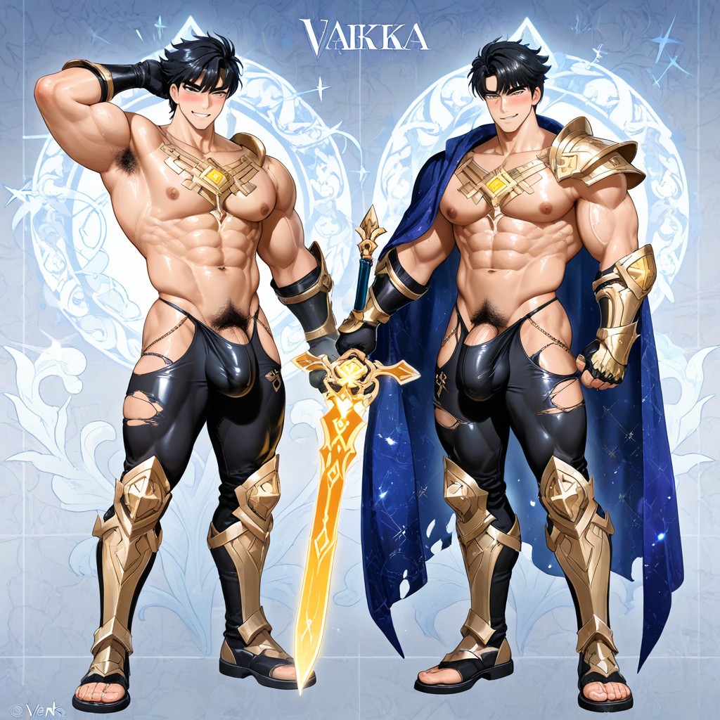 Male Only, Varka From Genshin Impact, Indigo Flowing Cloak AI Gay Porn