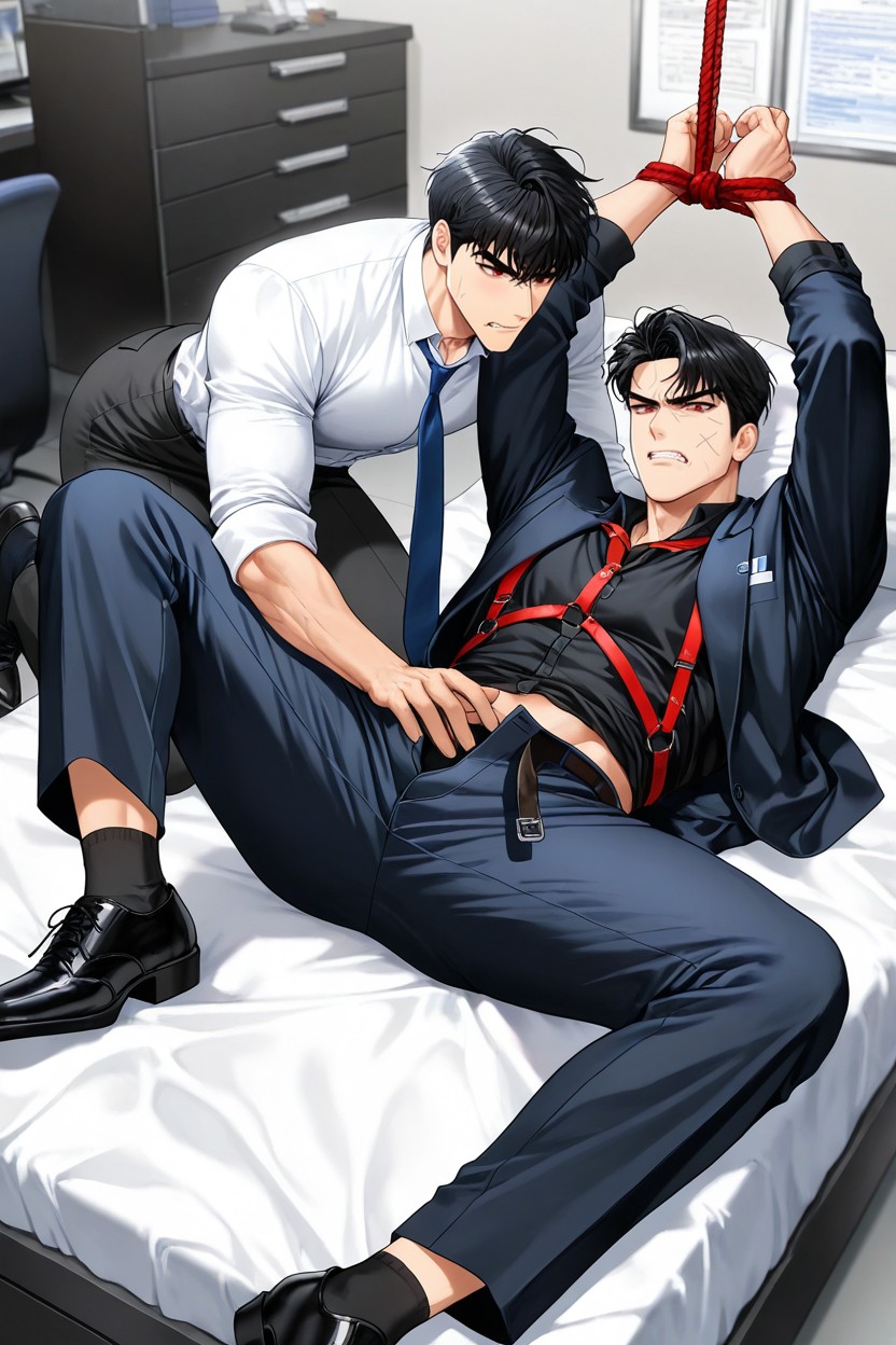 Outfit's Ceo, Revealing Underwear, Both Hands Were Tied With Rope AI Gay Porn