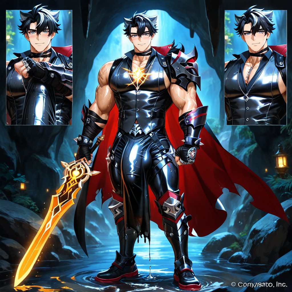 Male Only, Indigo Flowing Cloak, Dramatic Shadows AI Gay Porn