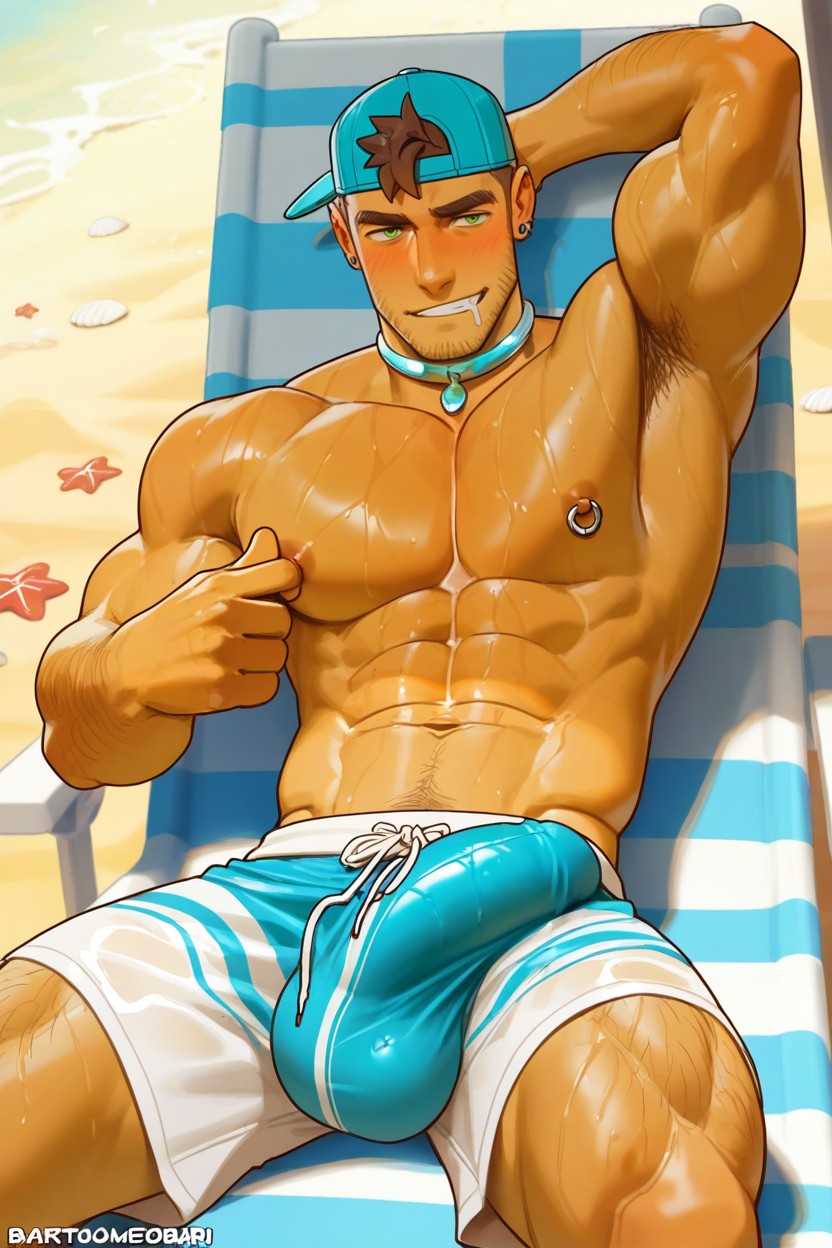 Massive Muscled Arms, Fit Body, Green Eyes AI Gay Porn