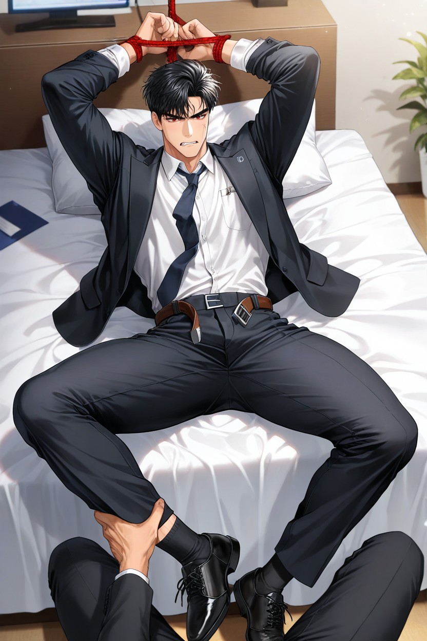 Lying, Legs Spread Apart, Only A Person AI Gay Porn
