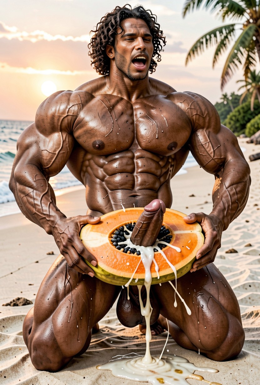 Oiled Skin, African Bodybuilder, Large Muscular Body AI Gay Porn