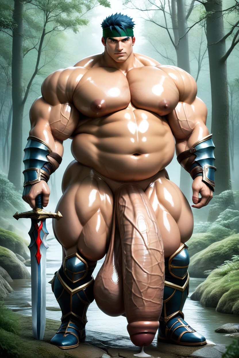 Massive Veiny Bulging Testicles, Armor Gloves, Impossibly Long Hyper Penis AI Gay Porn