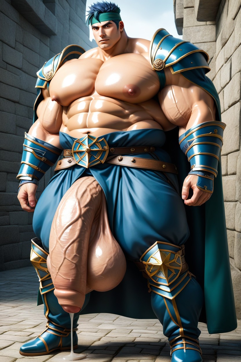 25+, Shiny Skin, Dark Blue Hair AI Gay Porn