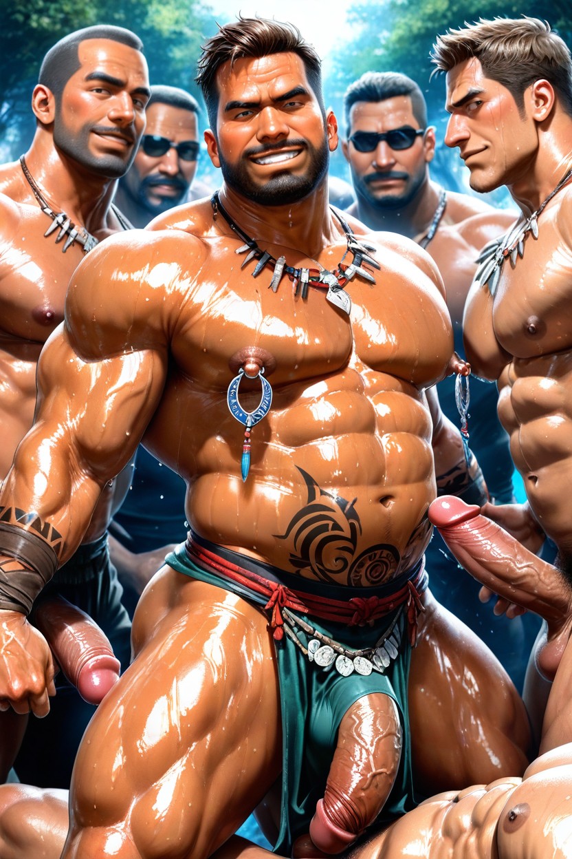 Tattoo On Penis, Beefy Muscle, Tribal Wear AI Gay Porn