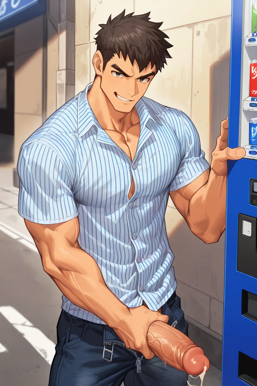 Hand Holding Penis, Erected Penis, Jock AI Gay Porn