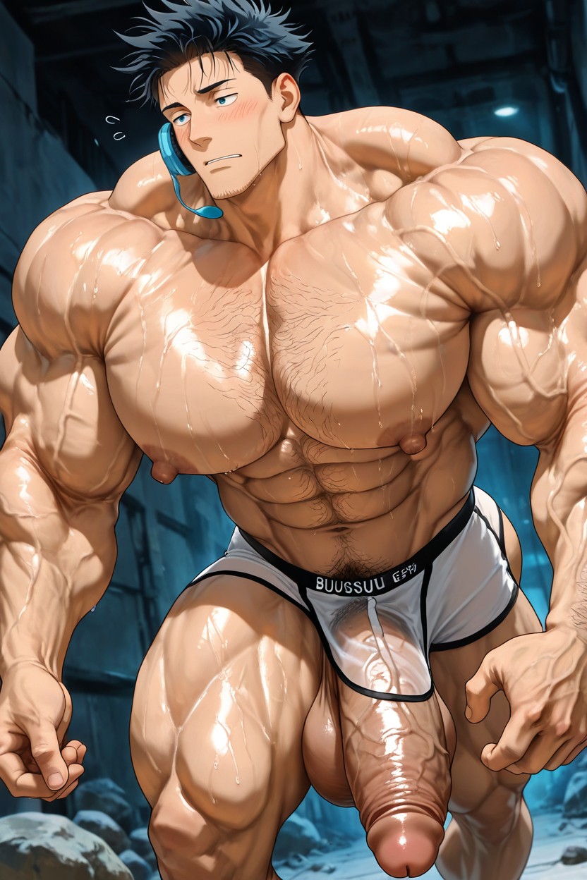 Beitemian Art Style, Testicles, Wearing Transparent Underwear AI Gay Porn