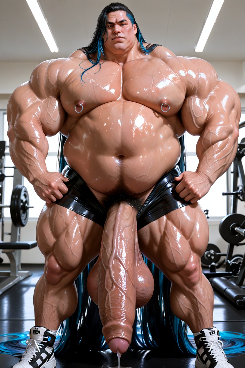 Sporty Shorts, Long Foreskin, Oversized Muscles AI Gay Porn