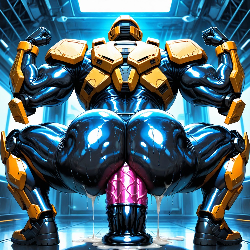 Dramatic Hard Lighting, Hyper Detail, Metallic Gray Robotic Dick AI Gay Porn