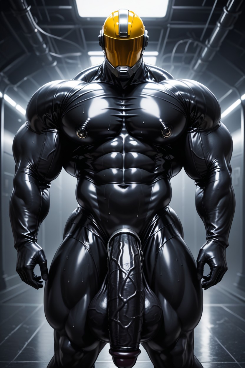 Hyper Muscular, Space Ship, No Facial Features AI Gay Porn