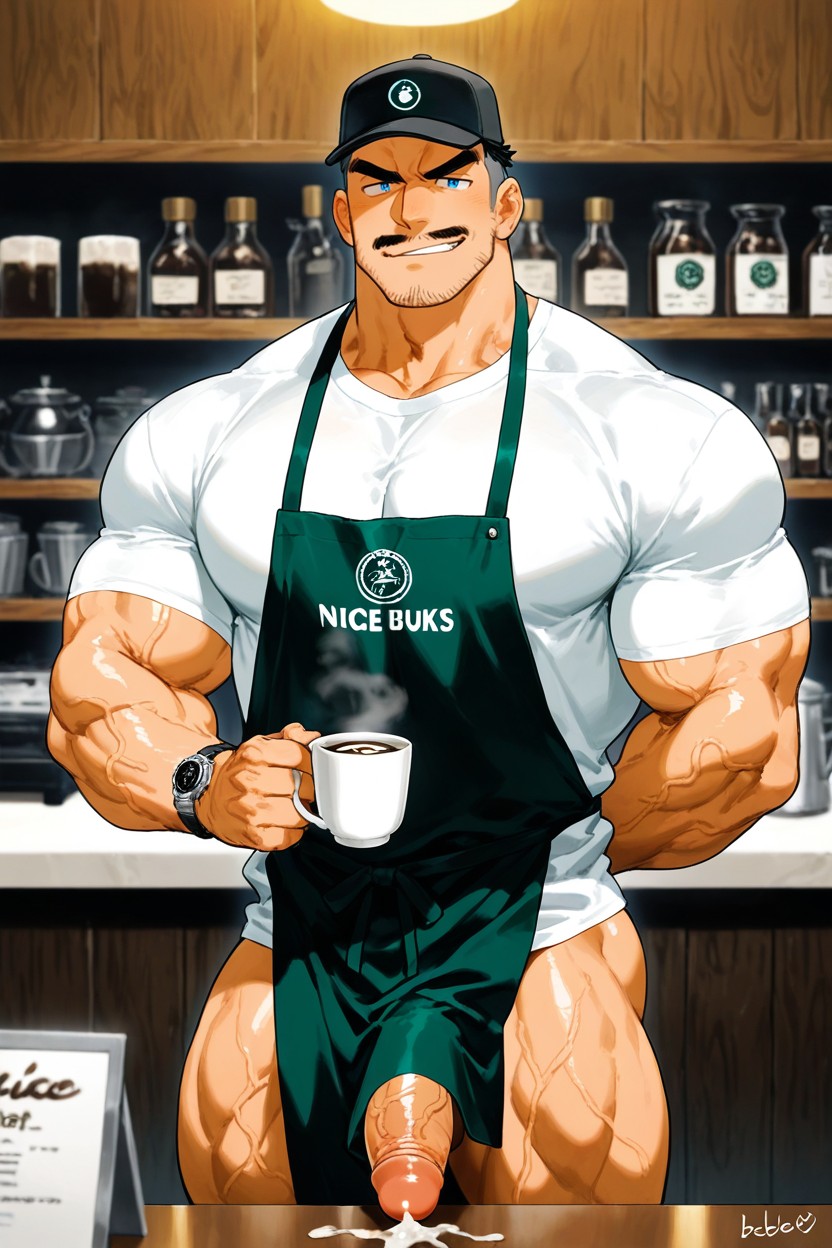 White T-shirts, Oversized Muscles, Naked AI Gay Porn