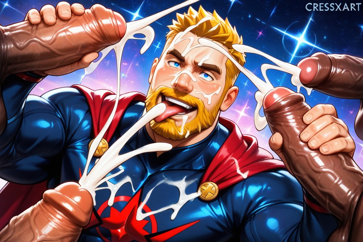 Superhero, Dynamic Angle, Interracial AI Gay Porn