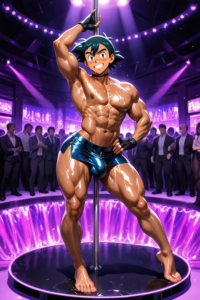 Skintight Tube Miniskirt, Dark Skinned Ash Ketchum, Lasciviously Dancing AI Gay Porn