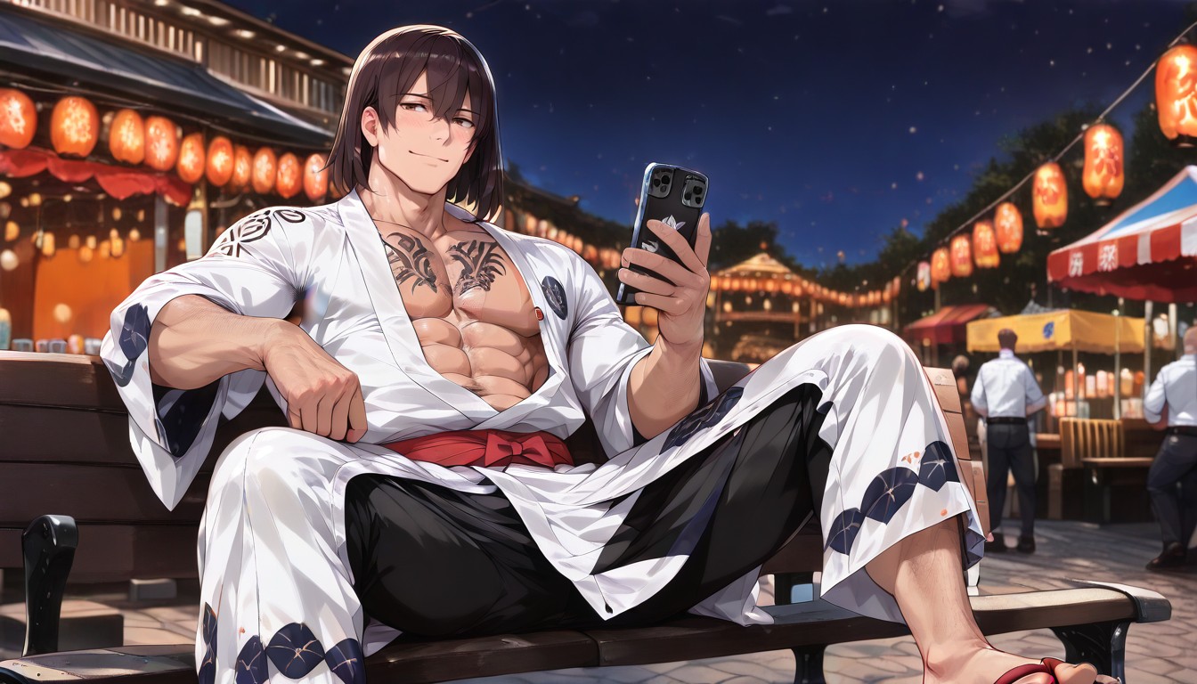 Japanese Sandals, Don't Draw One Person As If They Were Two, Sitting Down Legs Spread AI Gay Porn
