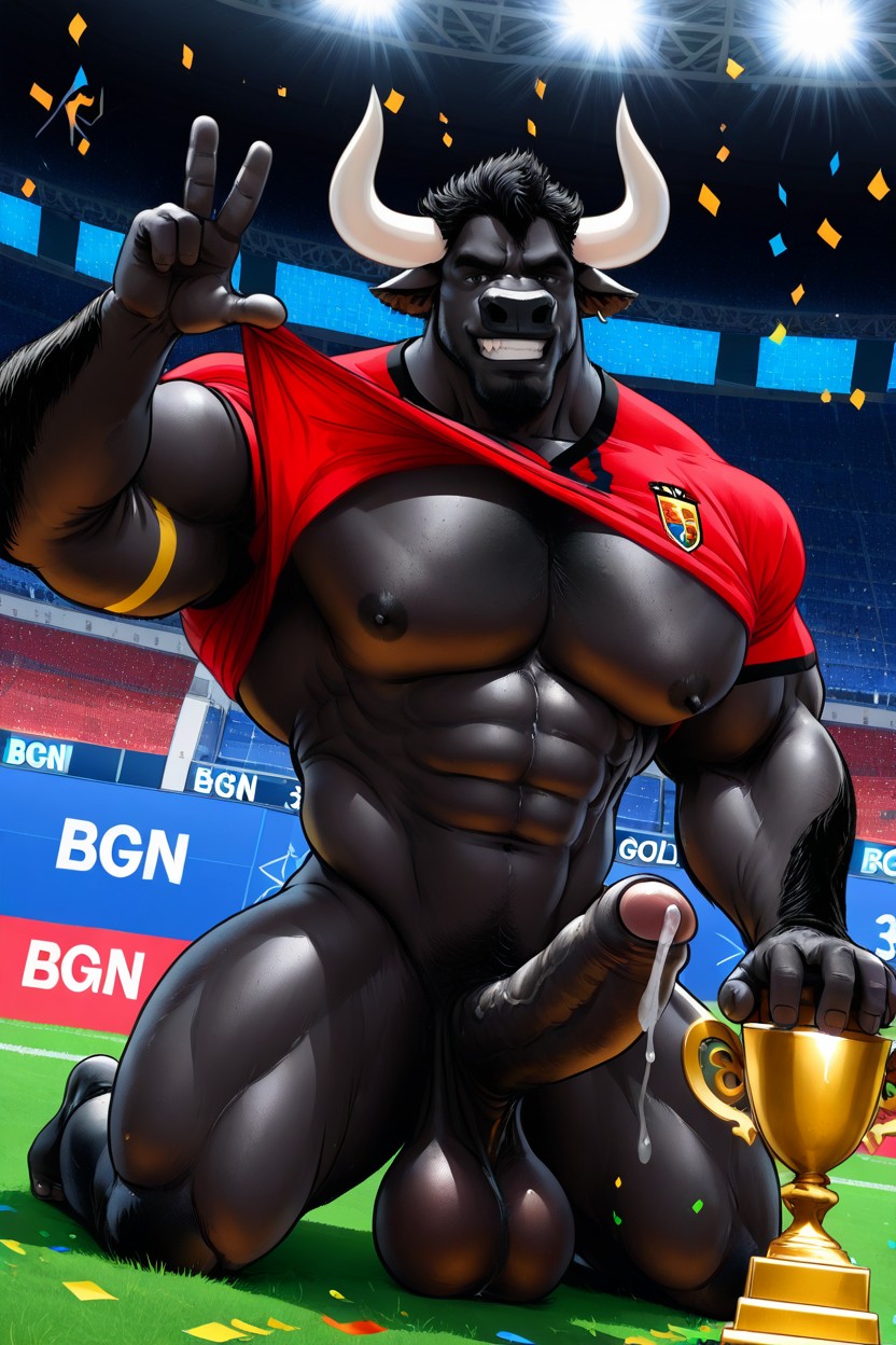 Oversized Muscles, Horns, Revealing Pecs AI Gay Porn