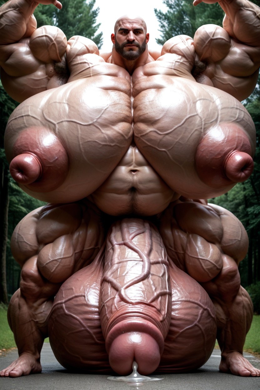 Extreme Hyper Testicles, Hyper Face Muscles, Massive Oversized Hyper Testicles AI Gay Porn