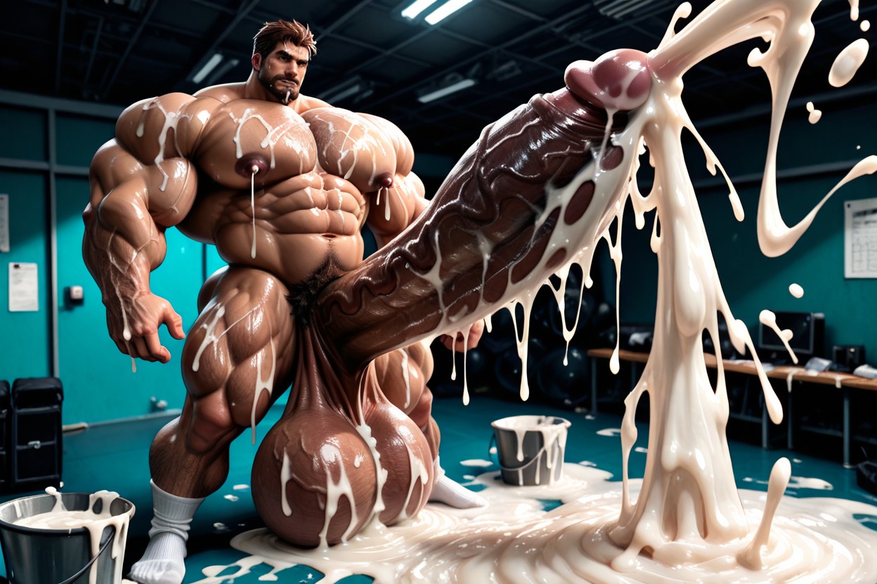 Cum On Thighs, Cum Covering Body, Cum On Testicles AI Gay Porn