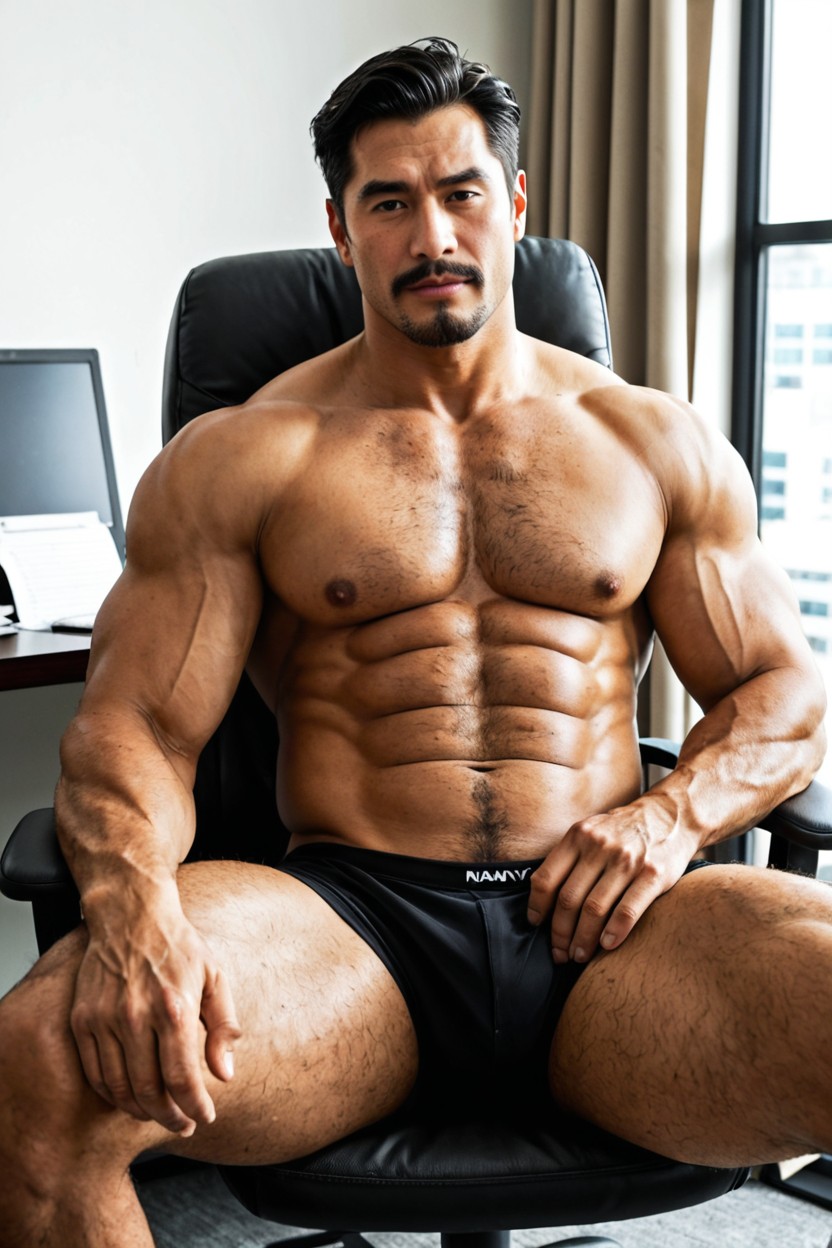 Office, Solo, Handsome Face AI Gay Porn