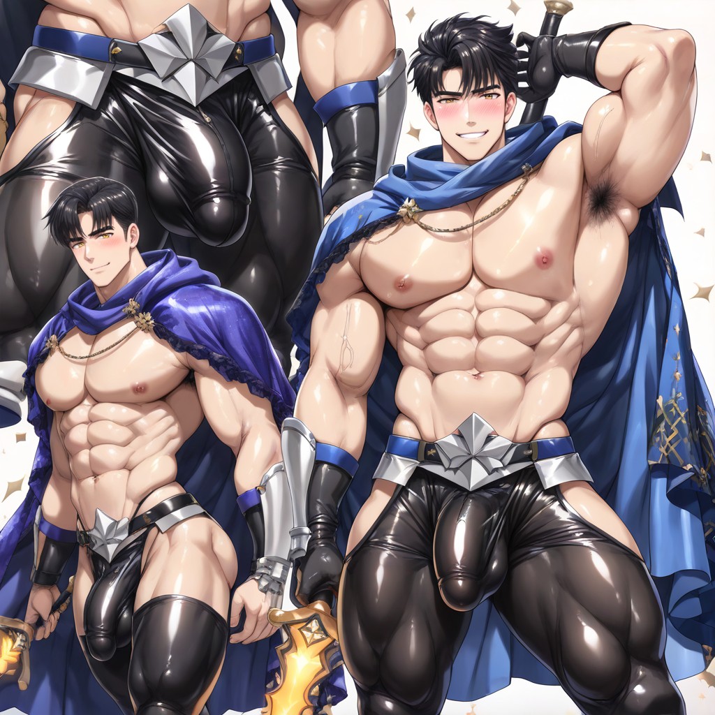 Athletic Tanned Skin, Wearing An Ornate Metal Bikini Armor, Show Only Man AI Gay Porn