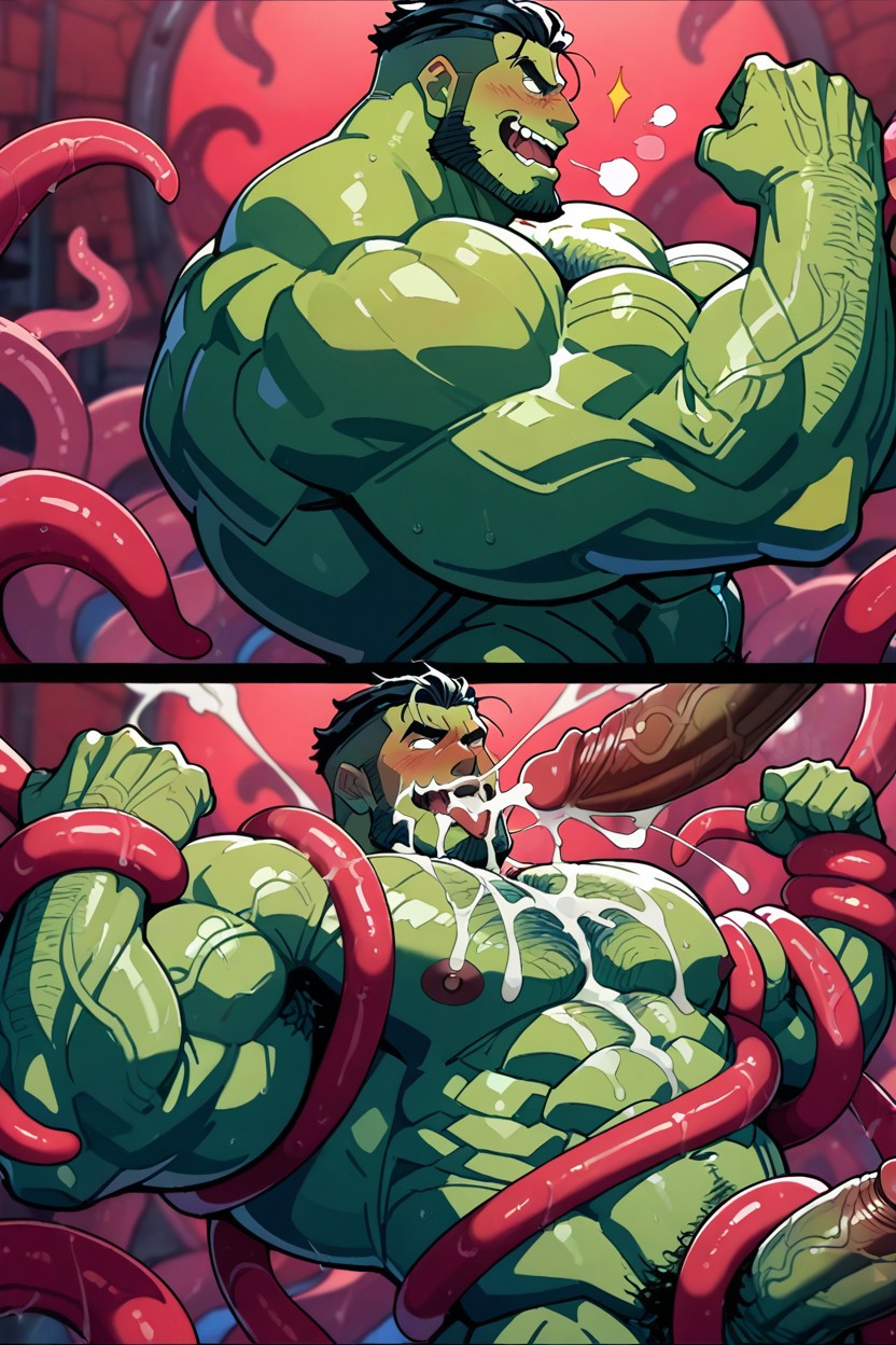 Exaggerated Huge Muscular Physique, 18+, Muscular Man AI Gay Porn