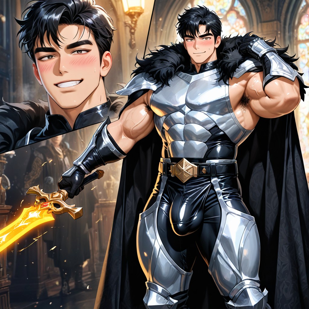 Holding A Glowing Magical Sword, Male Only, 25+ AI Gay Porn
