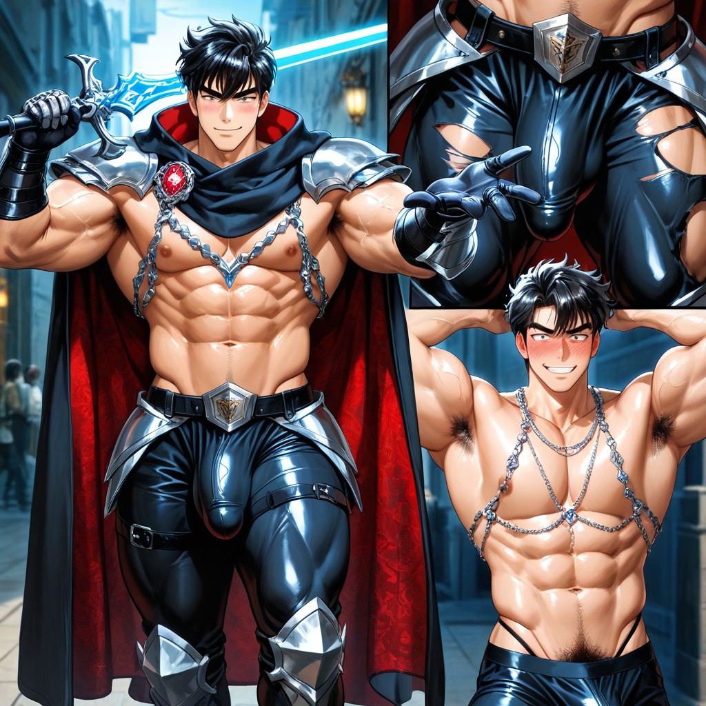 Mischievous (smiling While Blushing), Wide Shoulders, Korean AI Gay Porn