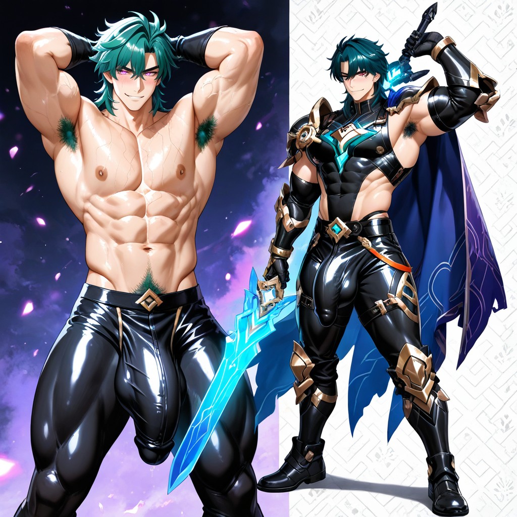 Veins, Armpit Hair Color = Hair Color, Pegasus Seiya Hero Theme AI Gay Porn