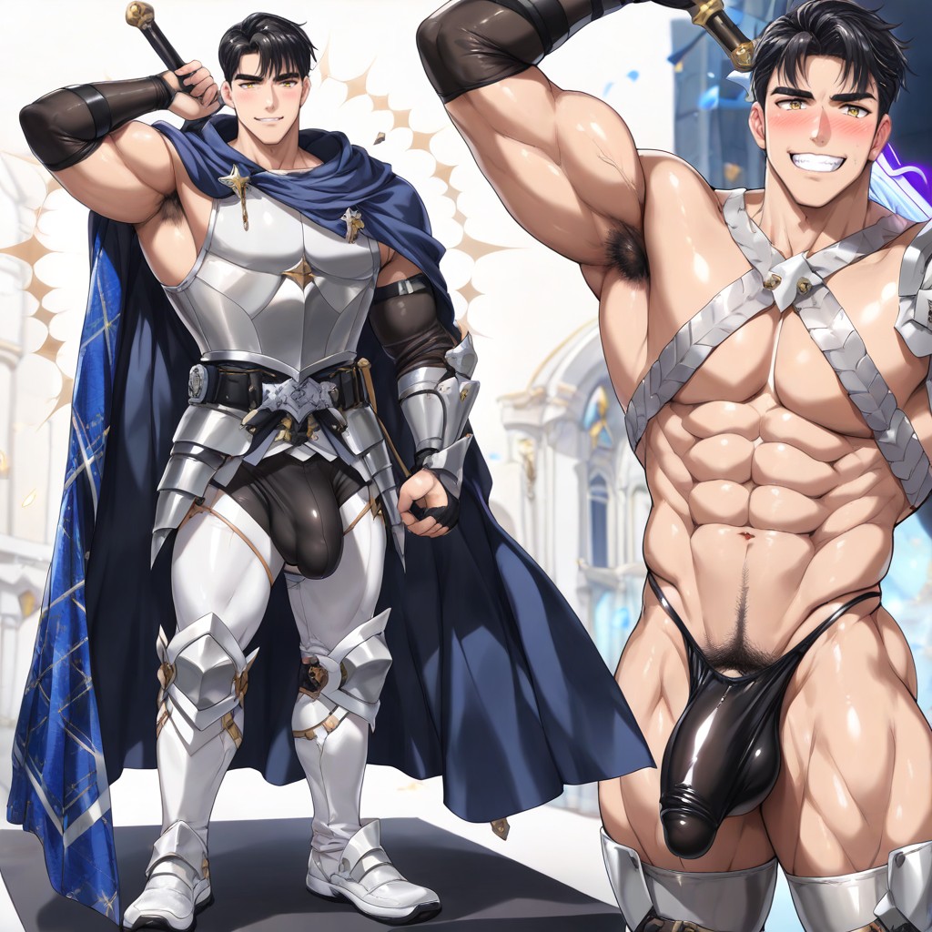 Intricate Armor Plating, Highly Detailed Anatomy, Large Penis Bulge AI Gay Porn