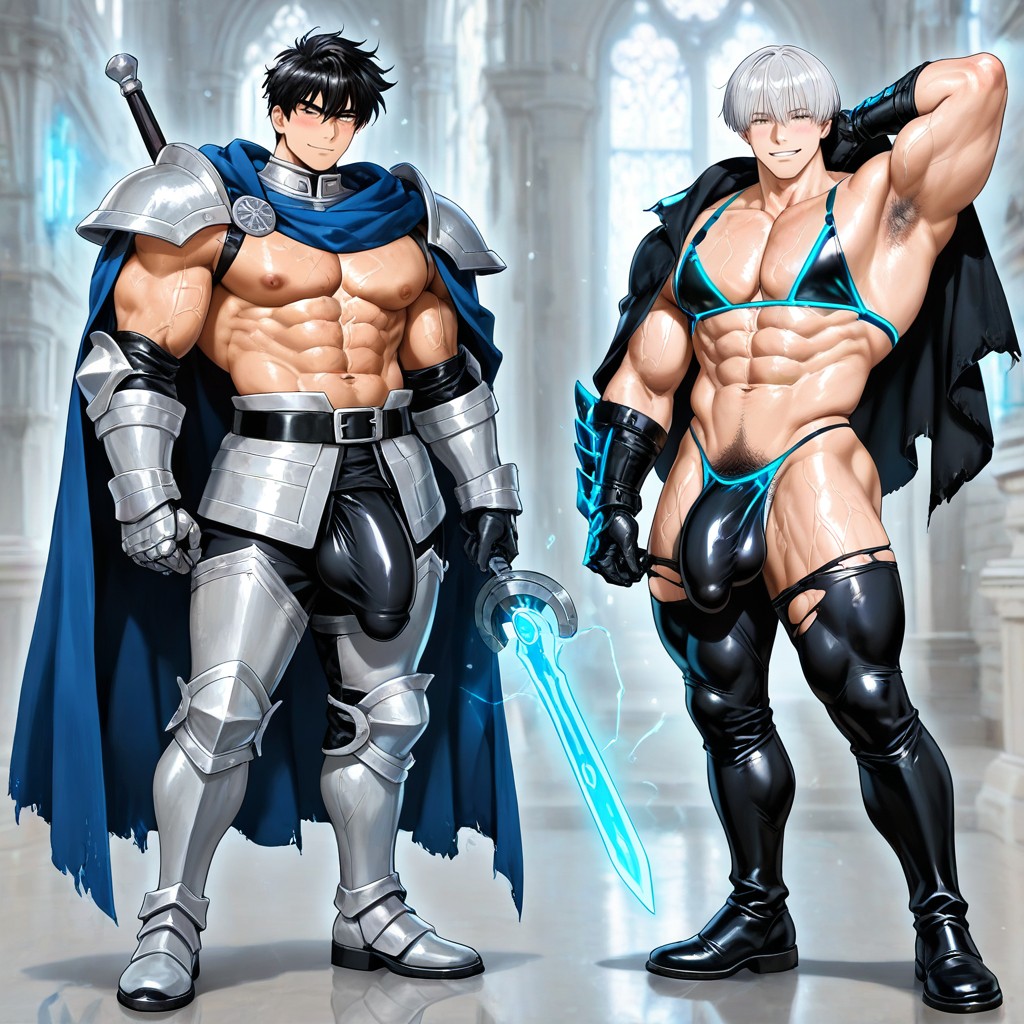 Intricate Armor Plating, Highly Detailed Anatomy, Neon Underwearneon Color Erotic Spot G-string Thong AI Gay Porn