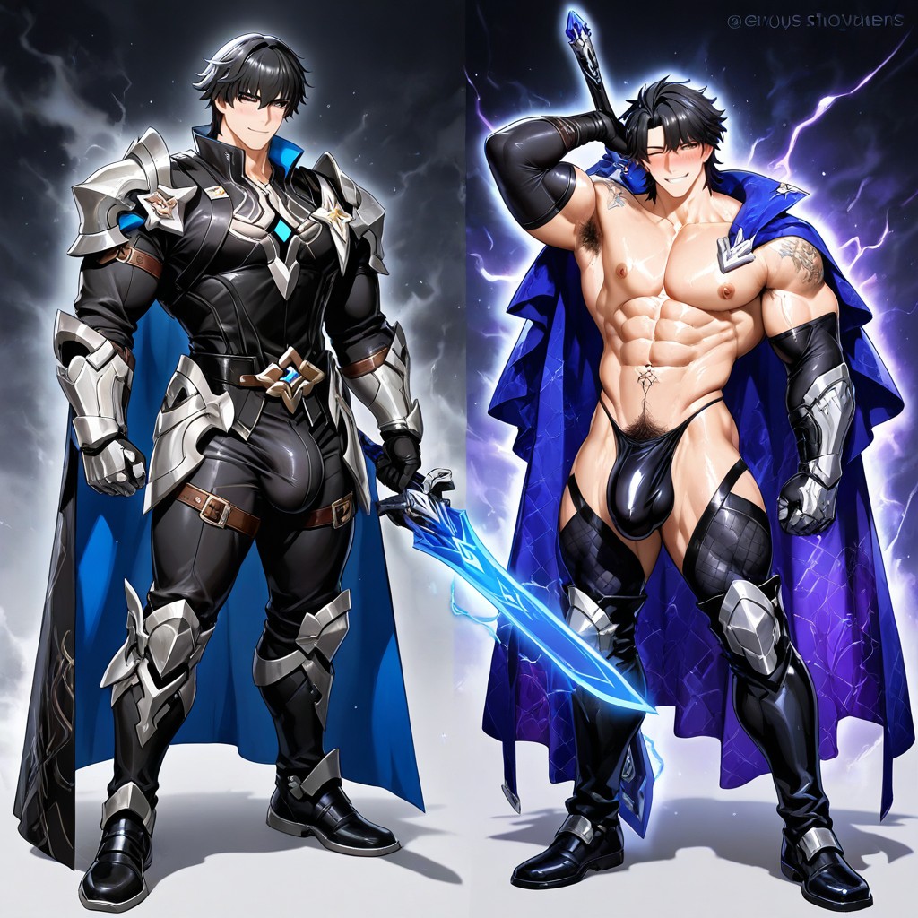 Armpit Hair, +, Intricate Armor Plating AI Gay Porn