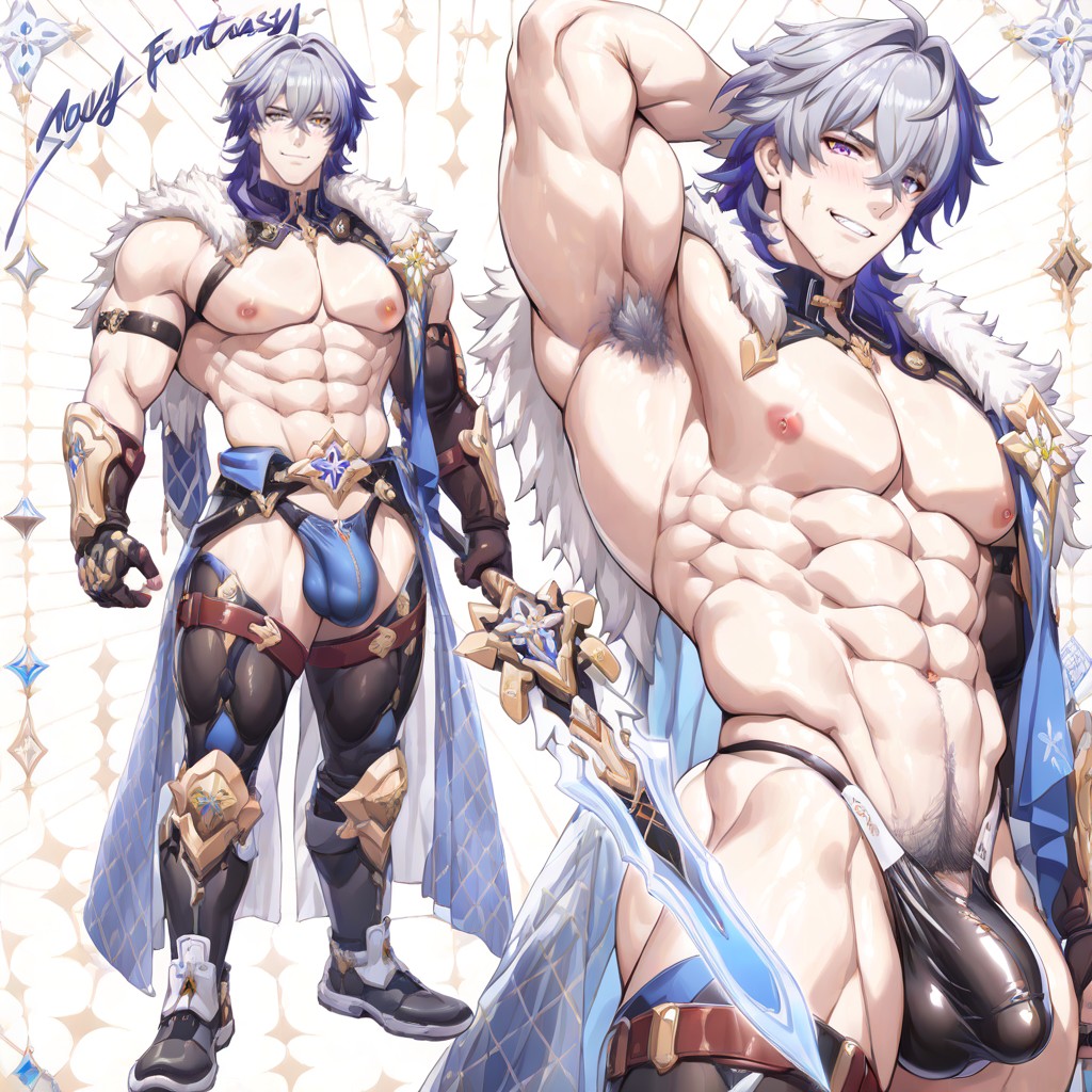 Pubic Hair, Ultra-detailed, Multiple Hair Color Man AI Gay Porn