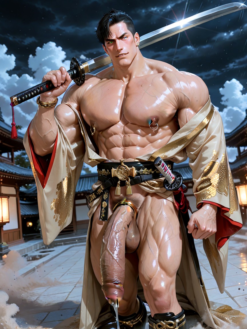 Dark Sky, 严肃, Showcasing Steroid Enhanced Muscles Gleaming Under The Warm Sunlight AI同性恋黄片