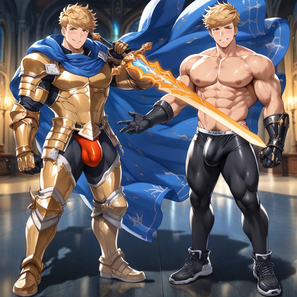 Leather Gauntlets, Dramatic Shadows, Perfectly Shaved AI Gay Porn