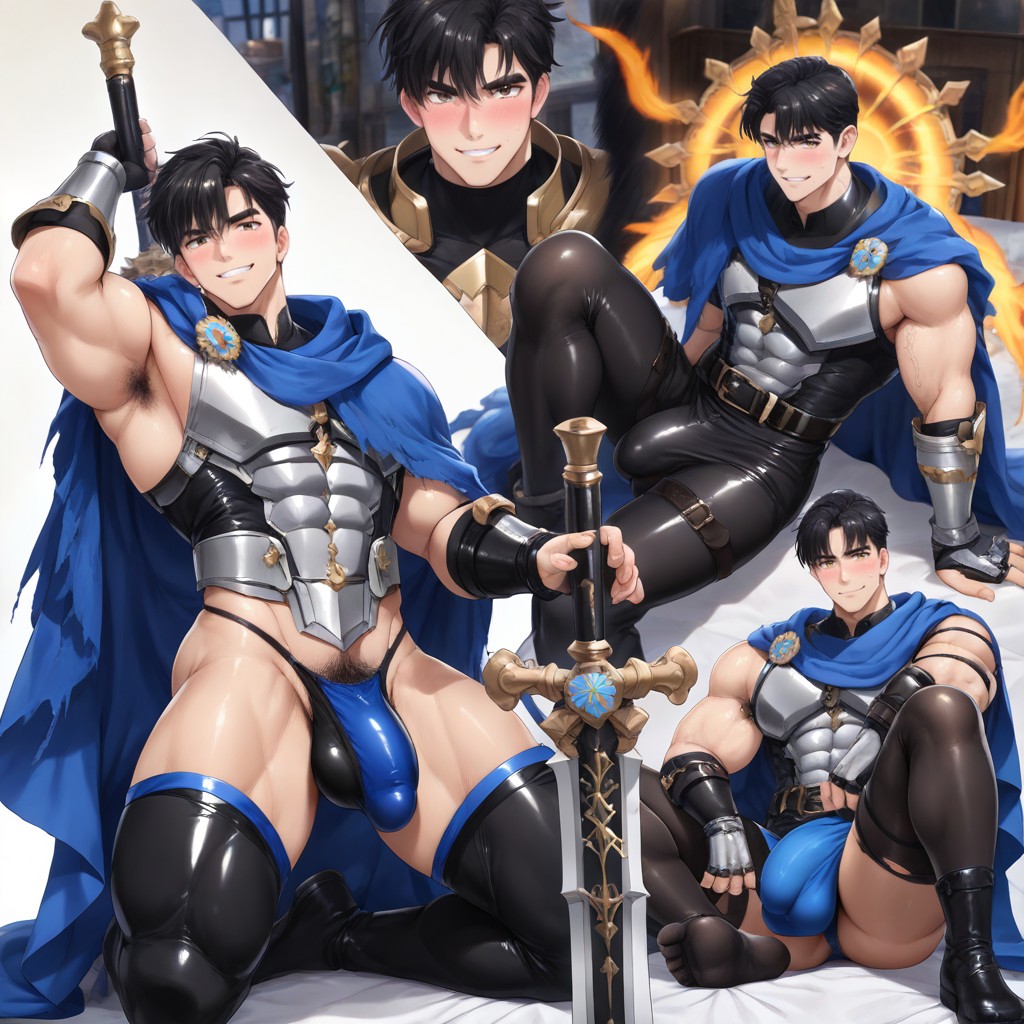 Wearing An Ornate Metal Bikini Armor, Korean, Detailed Knight Leggings AI Gay Porn