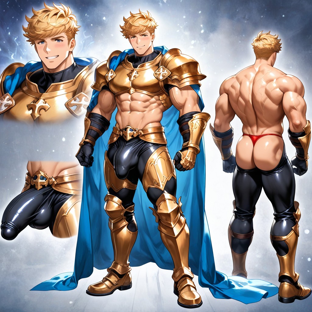 Intricate Armor Plating, Handsome Korean Idol Face, Hyper-muscular Ripped Physique AI Gay Porn