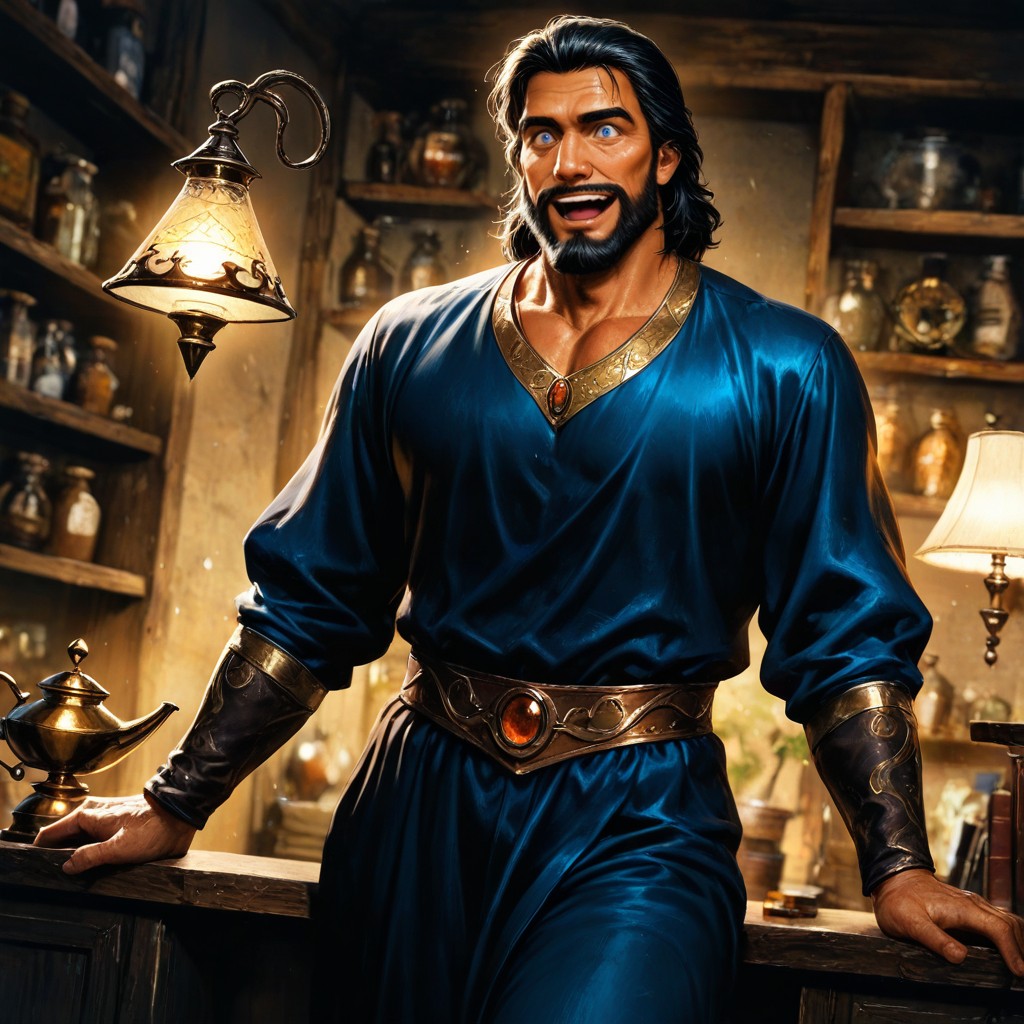 Dramatic Shadows, Oil Lamps On Shelf, Medium Ass AI Gay Porn