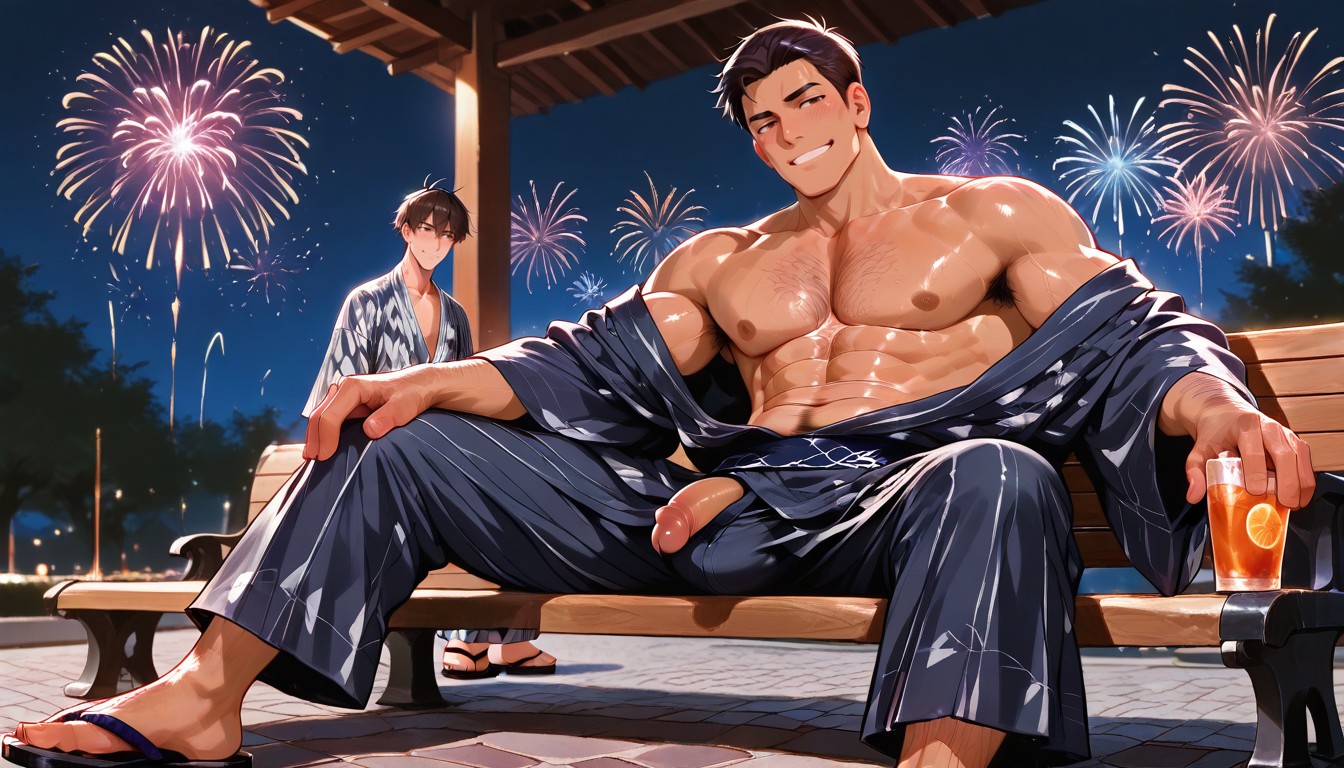 The First One Is To Draw Handsome Guy, Sitting On Park Bench, Handsome Guy Head Only AI Gay Porn