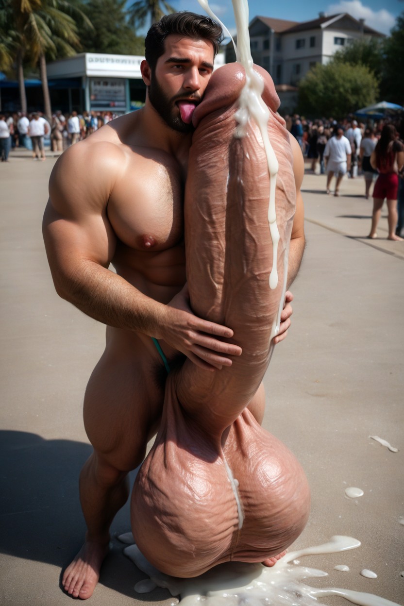 Cock Much Taller Than Him, Ahegao, Solo Male AI Gay Porn