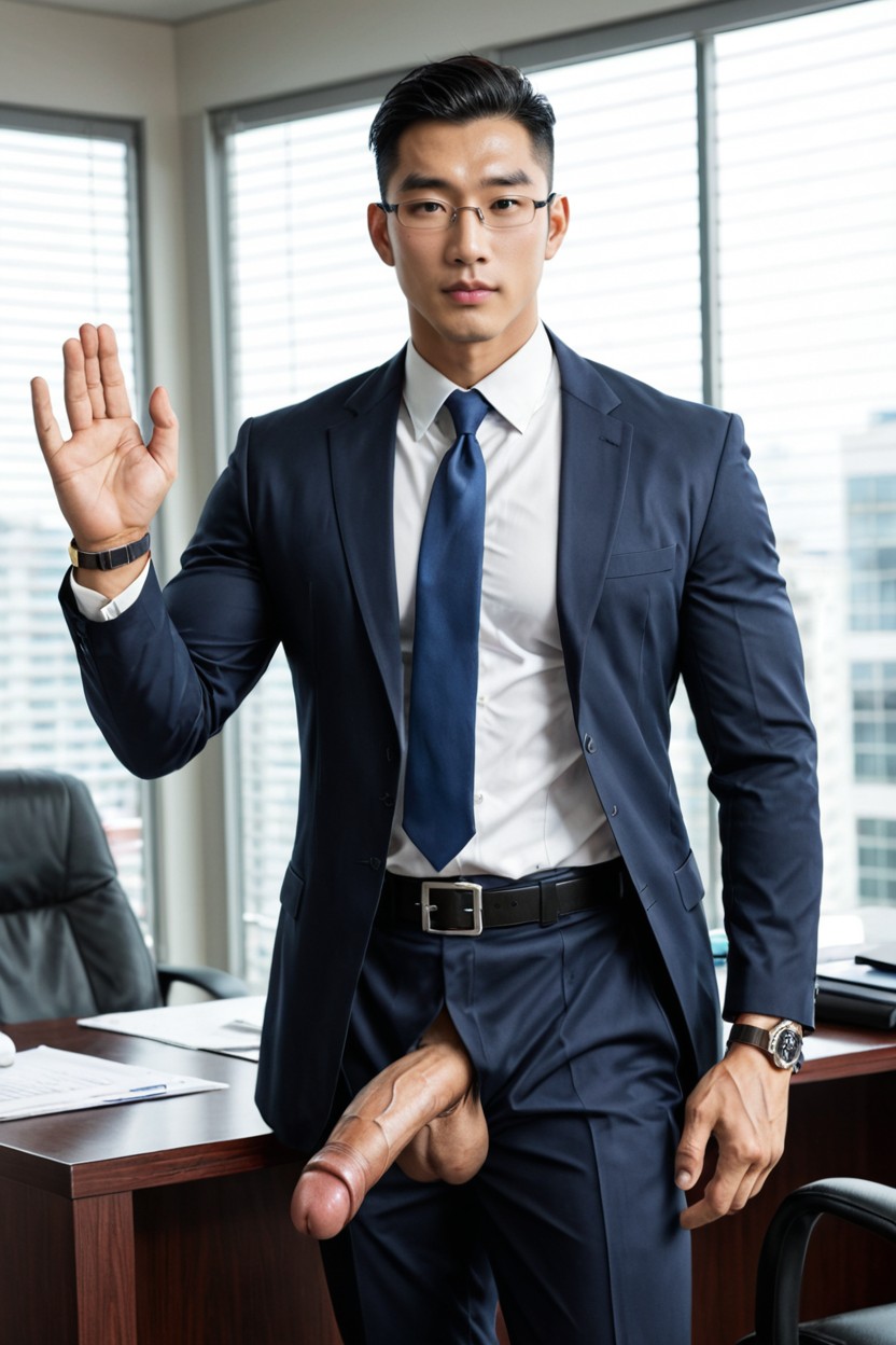 Shaved Head, Oversized Muscles, Chinese AI Gay Porn