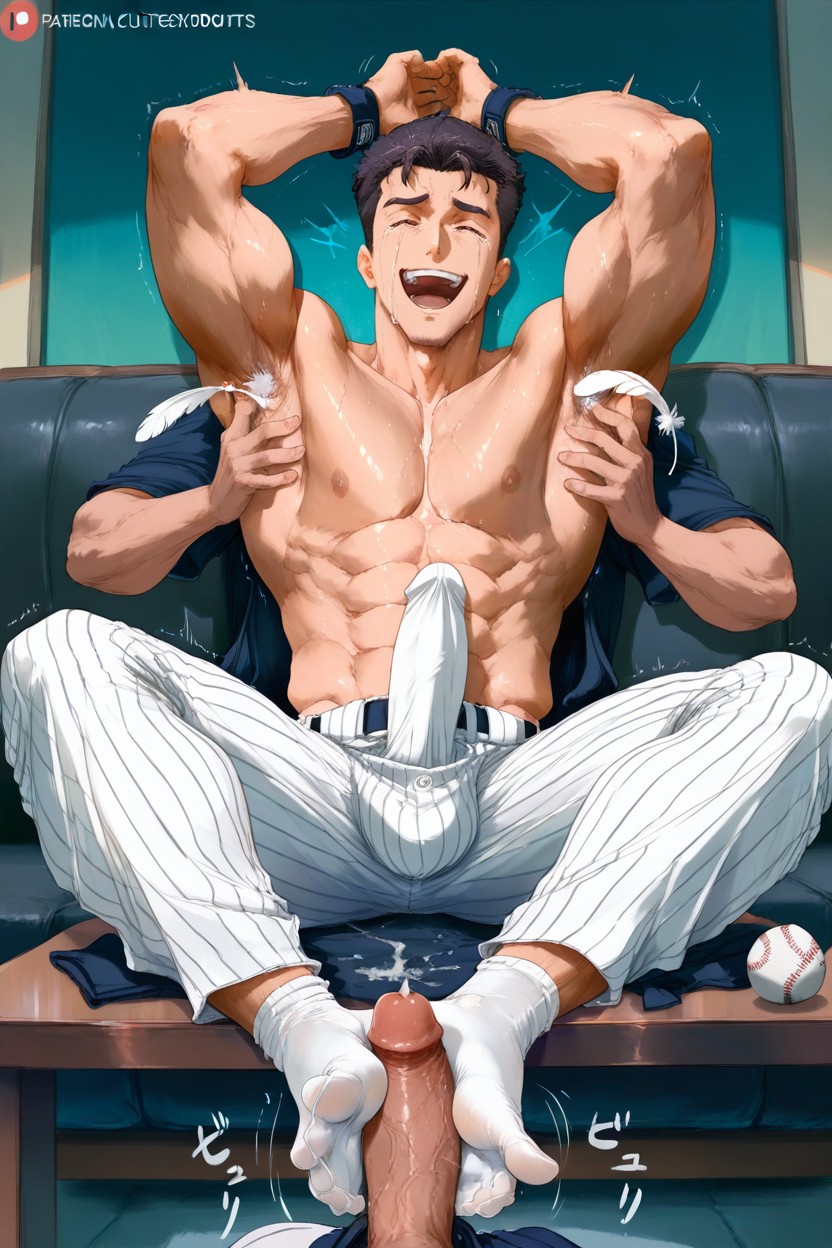 Laughing, Hands Tickle Soles Of His Feet, Happy Crying AI Gay Porn