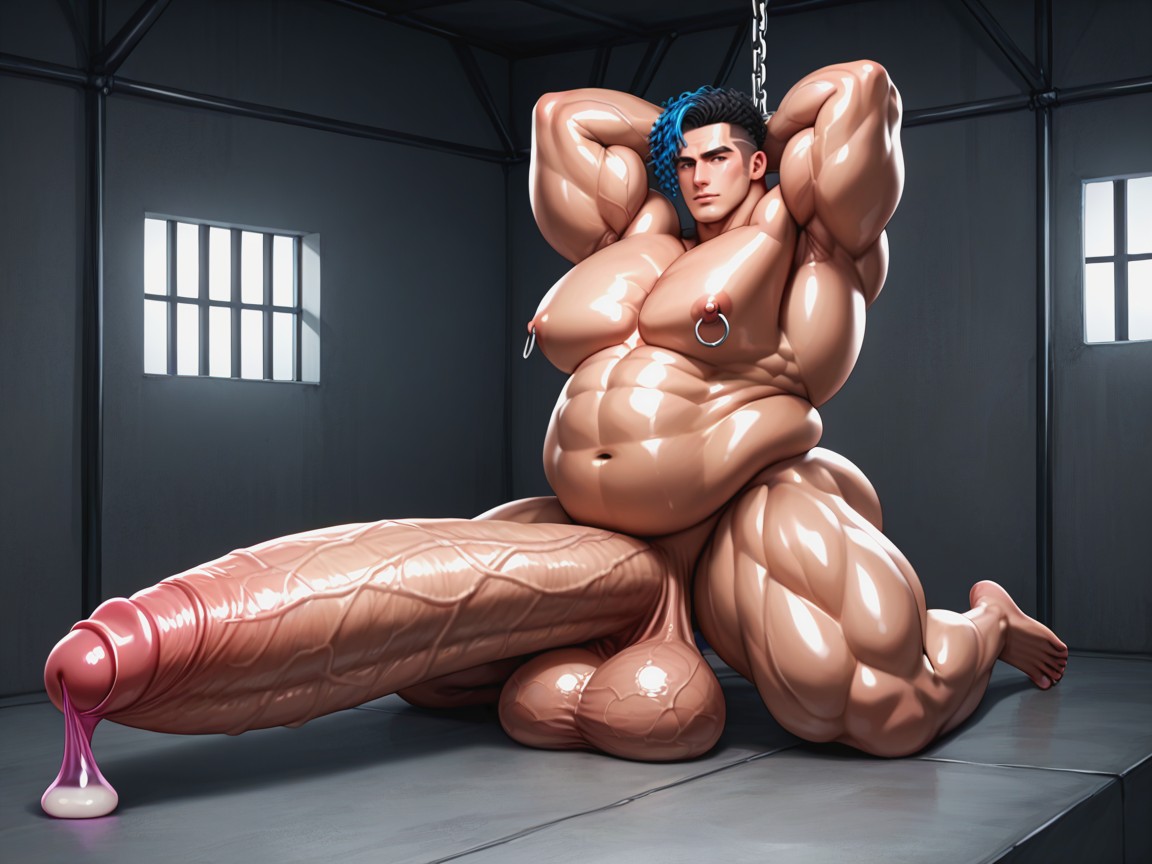 Shaved Face, Glistening Skin, Arms Up AI Gay Porn
