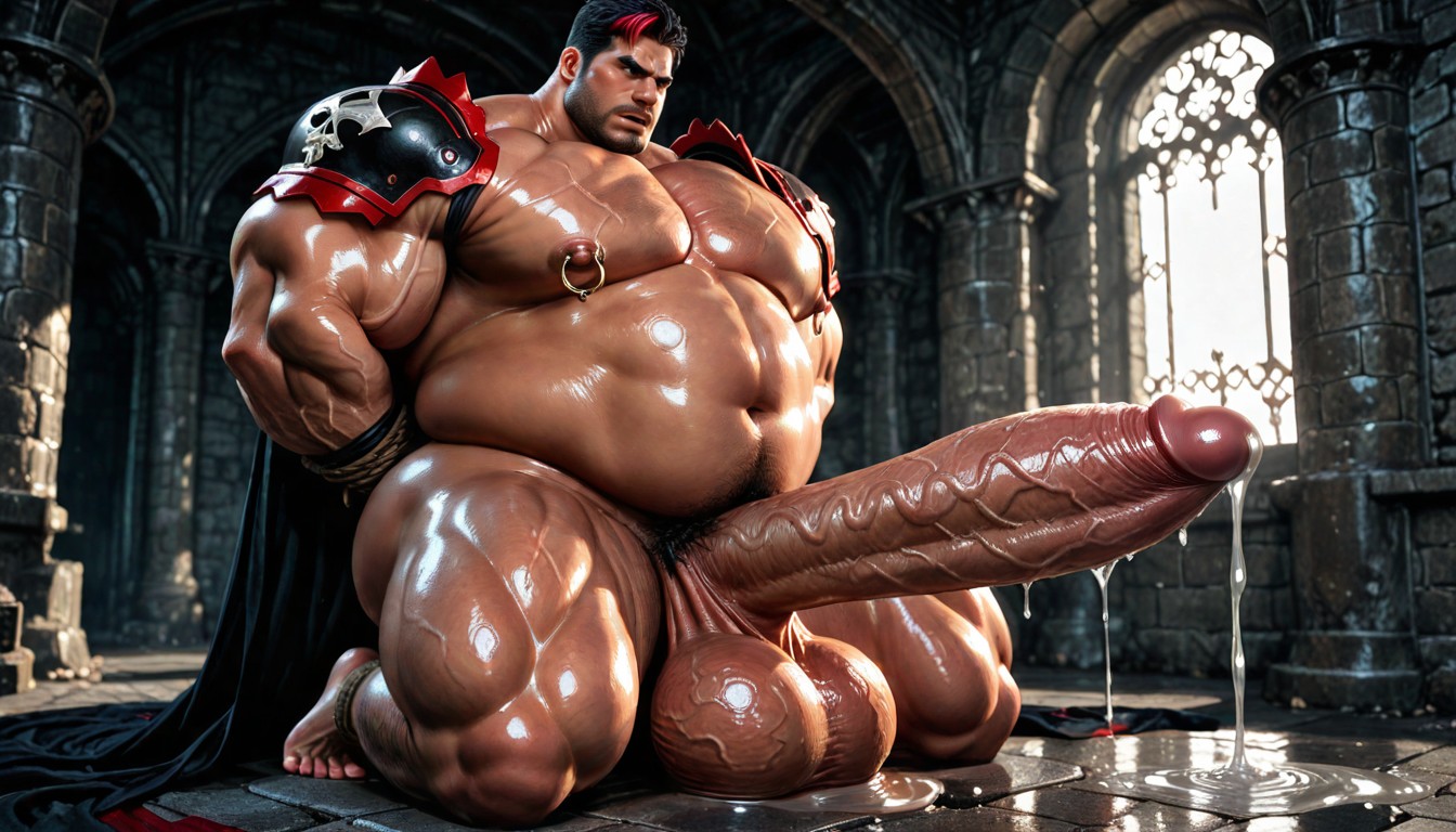 Translucent Precum Puddle On Floor, Massively Long Gigantic Heavy Erect Hyper Cock, Huge Bulky Muscles AI同性恋黄片