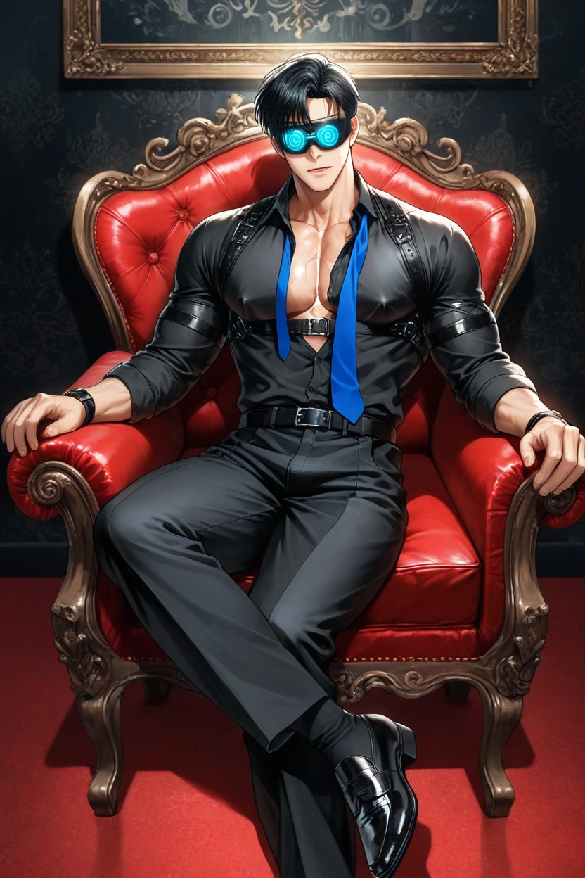 Bench, Layered, Feet Placed On Either Side Of The Chair AI Gay Porn