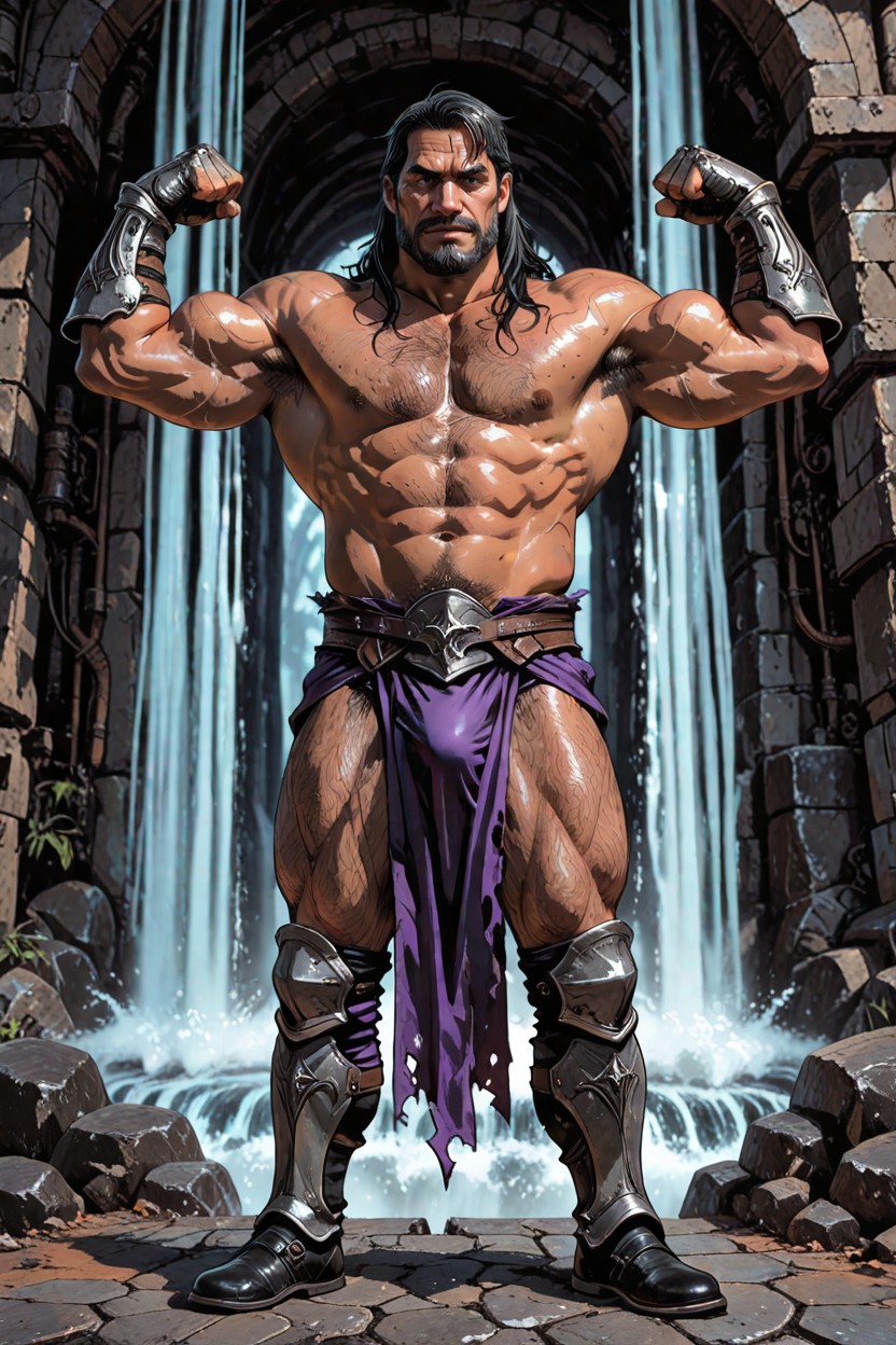 Square Jaw, Waterfall, Ripped Body AI Gay Porn