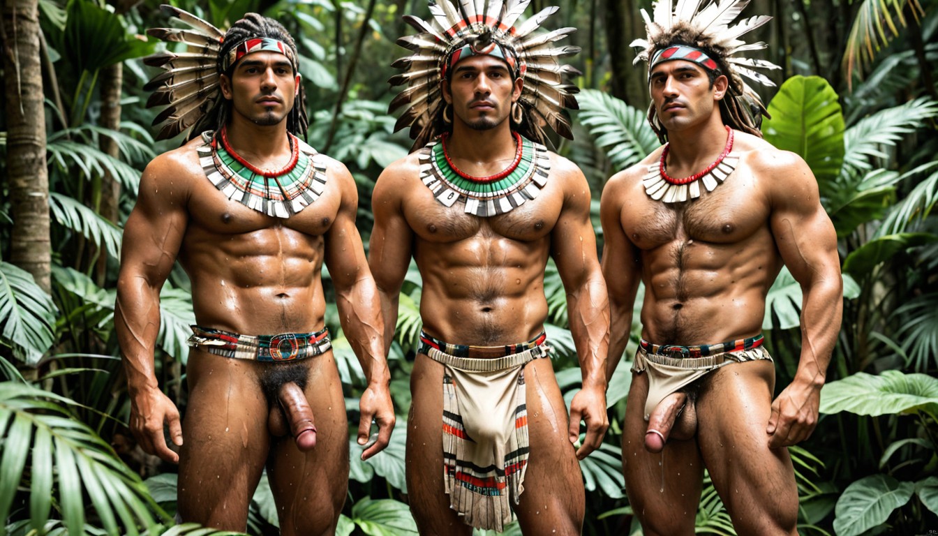 Light Fair Skin, Penis Not Visible, An Extremely Handsome Aztec Men AI Gay Porn