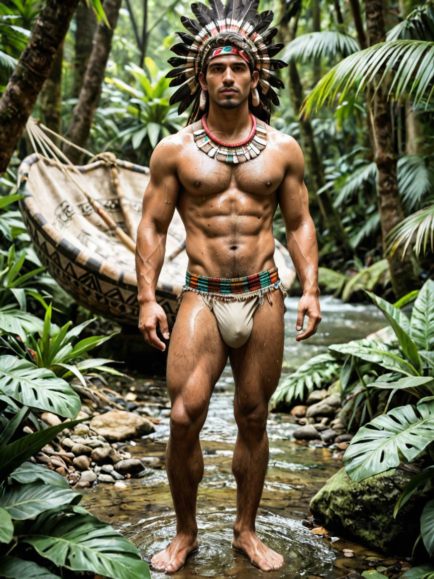 Latino, Gay Men, An Extremely Handsome Aztec Men AI Gay Porn