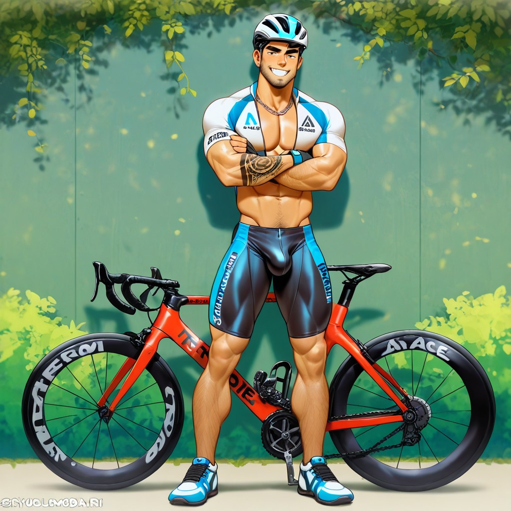 Big Pecs, Fisheye Camera, A Cyclist Helmet AI Gay Porn