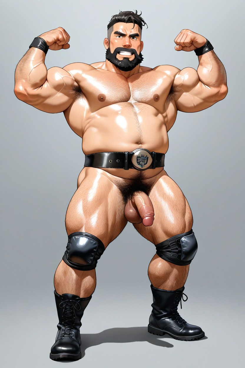 Flexing, Powerful Stance, Elbow Pad AI Gay Porn