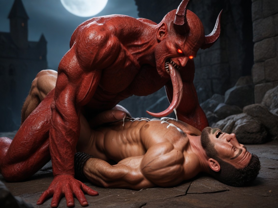 Man Pinned Down By Monster, Bondage, Monster Fuck Human Male AI Gay Porn